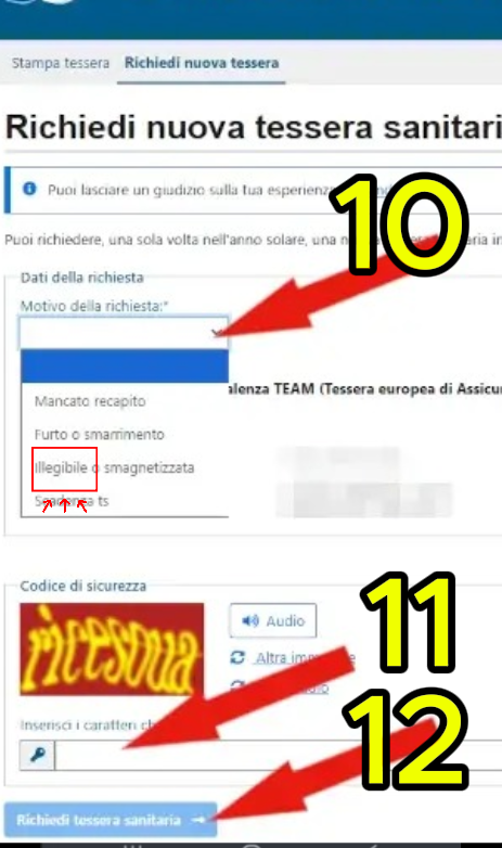 خطوات طلب Tessera Sanitaria جديدة أونلاين
