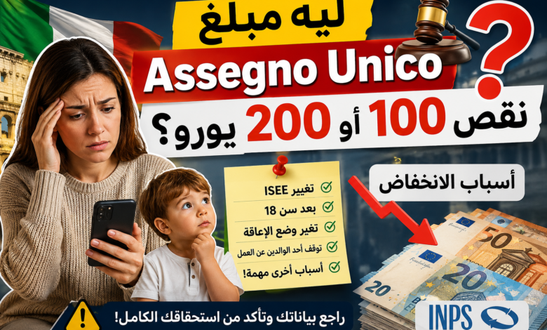 Assegno Unico في إيطاليا: أسباب انخفاض المبلغ وكيف يتم حسابه 2026