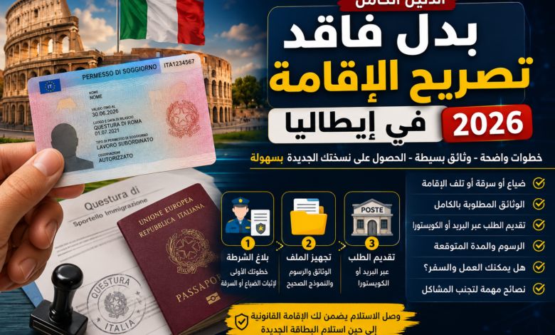 بدل فاقد تصريح الإقامة في إيطاليا 2026