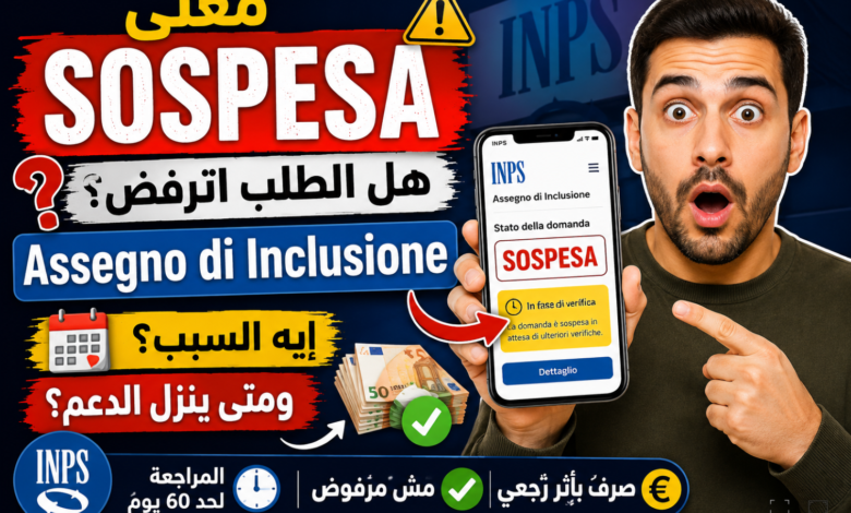 معنى Sospesa في Assegno di Inclusione: هل تم رفض الطلب؟ ومتى يتم صرف الدعم؟