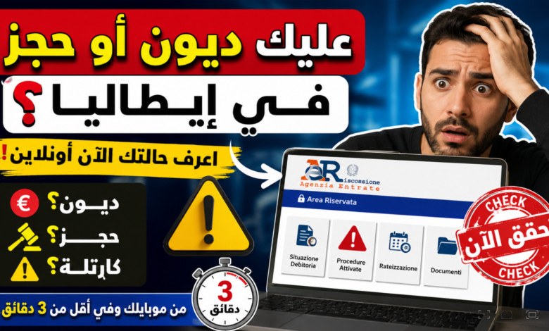 كيف تعرف إذا كان عليك ديون أو حجز في إيطاليا أونلاين؟ طريقة التحقق من Agenzia delle Entrate Riscossione