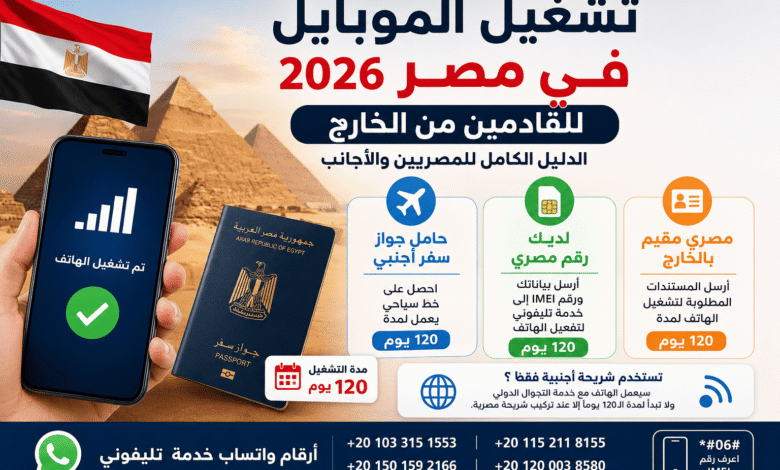 تشغيل الموبايل في مصر 2026 للقادمين من الخارج الدليل الكامل للمصريين والأجانب