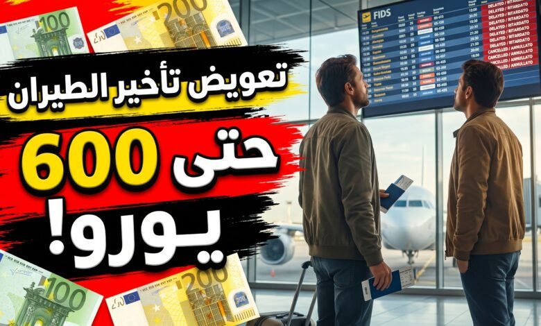 تعويض تأخير الطيران: كيف تحصل على حتى 600 يورو إذا تأخرت رحلتك أو أُلغيت؟ (دليل 2026)